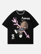 Lockeres T-Shirt mit lustigem Musterdruck